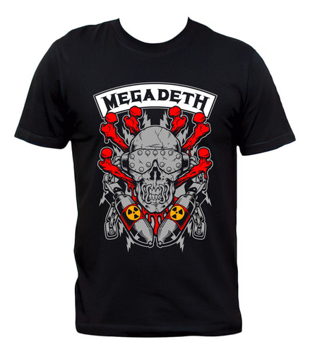 Remera Negra Megadeth Bombas Thrash Metal 100% Algodón