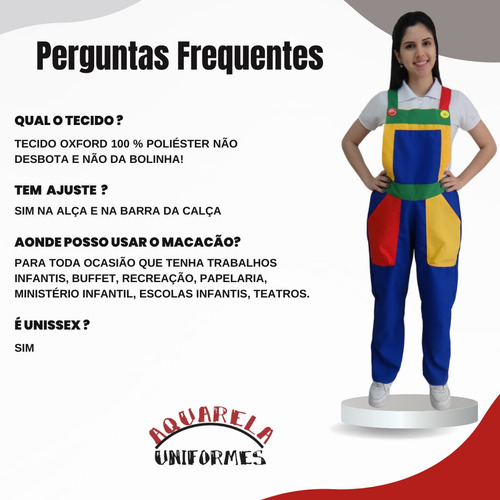 Macacão Para Recreação E Monitor De Buffet Infantil
