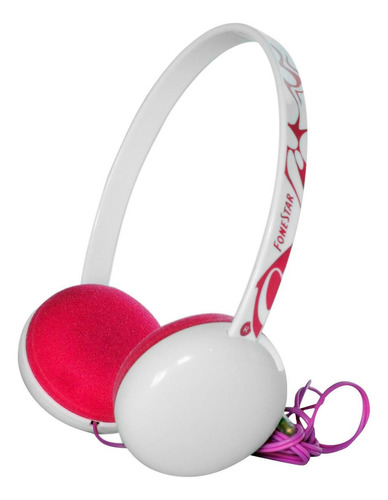 Audifonos Diadema Ajustable Blanco C/rosa Fonestar Fa-598bl