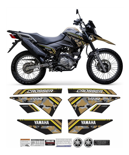 Kit Adesivos Faixa Yamaha Xtz Crosser 150 Z 2021 2022 Areia