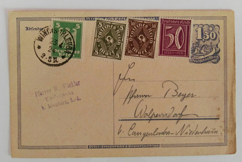 Alemania Entero Postal Circulado El 23-4--1924