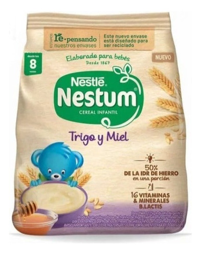 Nestum cereal infantil trigo y miel sin azúcar agregada 225g