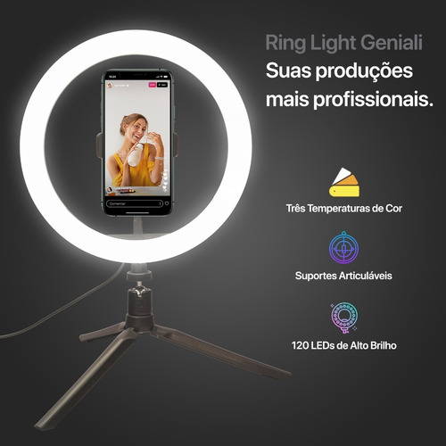 Kit Youtuber Suporte Celular E Iluminador Ring Light Geniali
