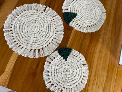 Individuales Y Posavasos Tejidos A Mano En Macrame