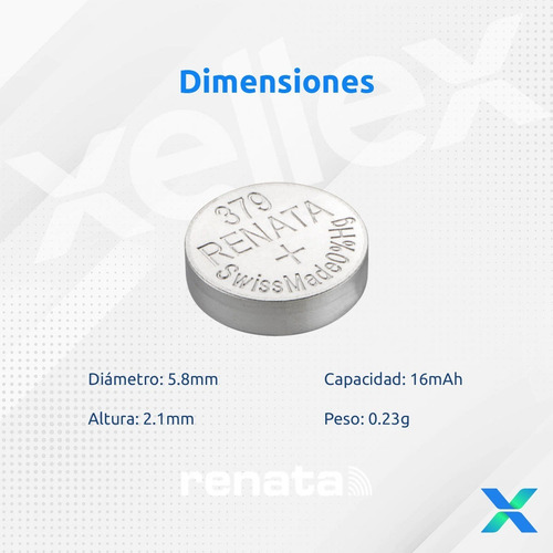 Imagen 2 de 8 de 10 X Pilas Renata 379 Sr521sw Original Suiza Blister Cerrado