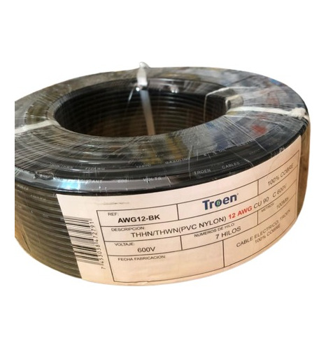 Cable Troen N°12 Thw 100% Cobre Por 100 Metros