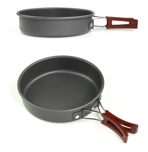 Marmita Aluminio Set Cocina Camping Con Funda 2 Personas