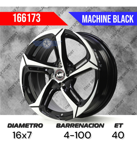 4 Rines 16 Deportivos 4-100 Beat Spark Sonic Aveo Vw Versa Machine Black