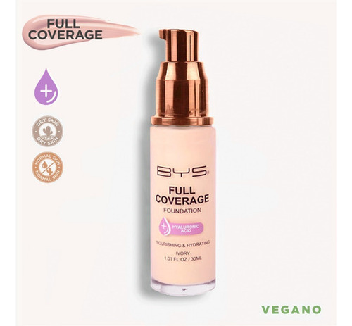 Base de maquillaje líquida Bys Cosmetics Full Coverage BY366-CO/LFEFCN Full Coverage BYS Cosmetics tono ivory - 30mL 50g