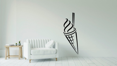 Vinil Decorativo Helado Heladeria Cono Helado Negro  534