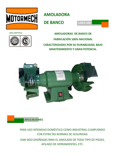 Amoladora De Banco Motormech Profesional 1 Hp Trifasica 380v
