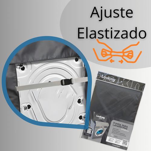 Funda Para Lavarropas Impermeable 60x60 Cm Frontal Negra | Cubre Lavarropas Exterior Con Ajuste Lookmy Platinum | Cobertor para lavarropas |