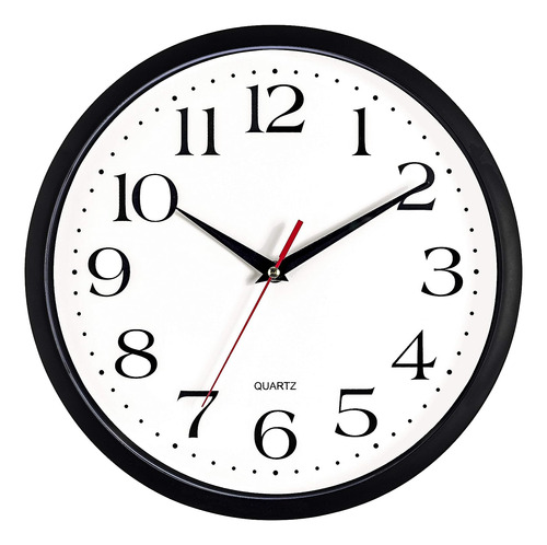 Reloj De Pared Negro Bernhard Products Silencioso Sin Tictac