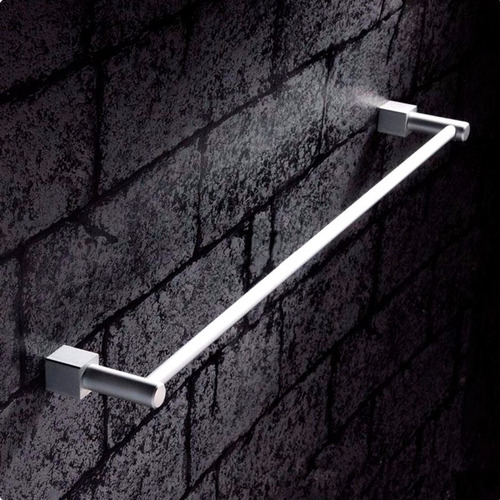 Imagen 5 de 10 de Barral Baño Simple 60 Cm Borde Cuadrado Toallero Aluminio