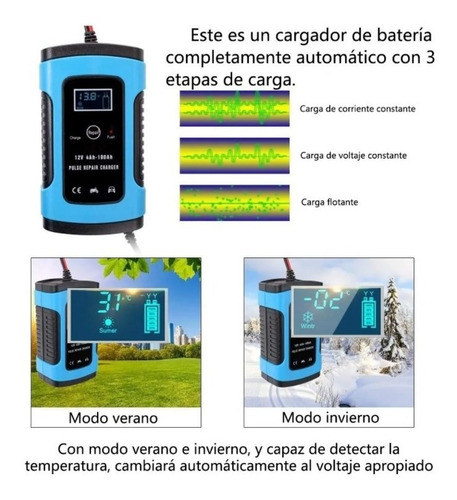 Imagen 8 de 9 de Cargador Inteligente Rápido De Baterias Para Coche