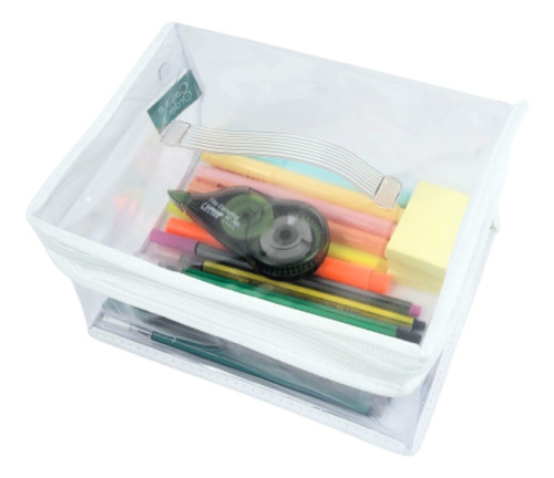 Kit 4 Saquinho Organizador Brinquedo Zíper Multiuso Viagem Cor Branco