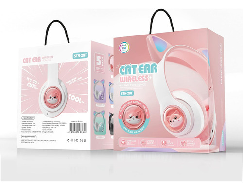 Yusonic Auriculares Bluetooth Con Orejas De Gato, Para Niños