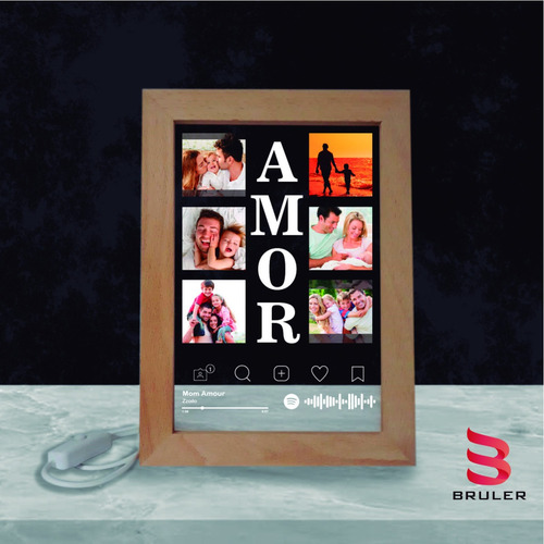Imagen 2 de 8 de Lámpara Marco Led Spotify Personalizada Con Acrílico