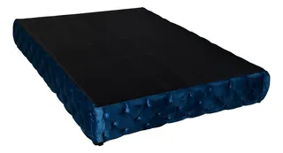 Base Cama Individual Capitonada Tapizada Colchones Recamara Color Azul