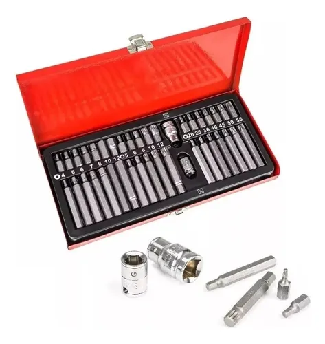 Juego De Dado 40 Piezas Y Puntas Torx T20 A T55 De Allen