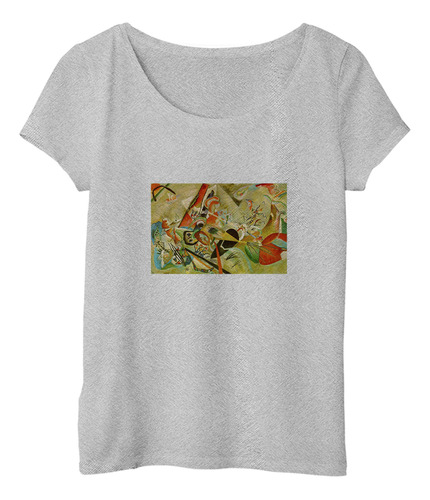 Remera Mujer Kandinsky In Grey En Gris Pintura Arte