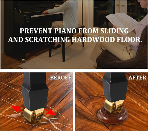 4 Tazas Verticales Piano Ruedas De Madera Maciza Negra,...