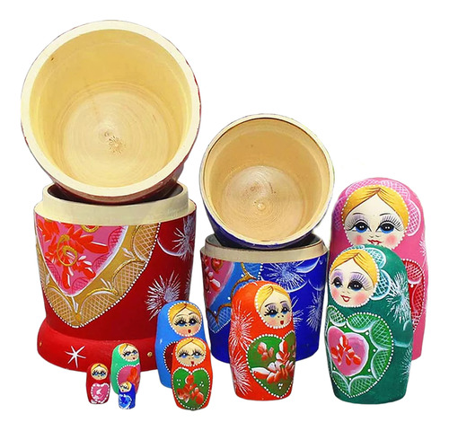 Muñeca Matryoshka Rusa De Madera, 10 Piezas