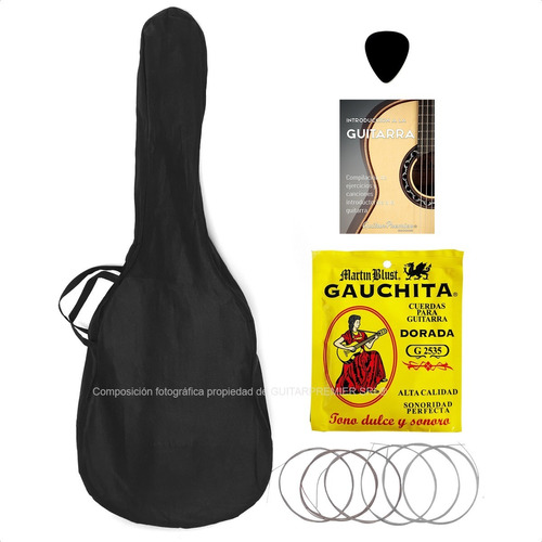Funda Guitarra Criolla + Encordado Gauchita + Pua + Manual