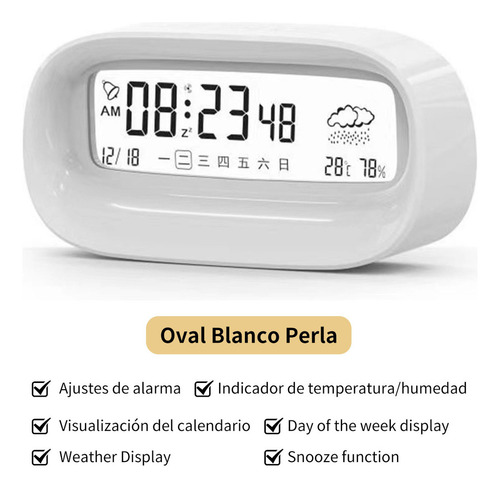 Reloj Digital Pared Pilas Despertador Con Termómetro Y Alert Color Blanco Reloj De Pared Reloj Decorativo Pared