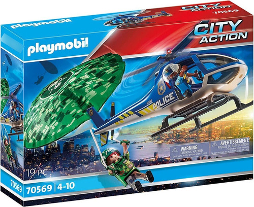 Figura Armable Playmobil City Action Helicóptero De Policía 19 Piezas 3+