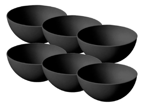 Bowl Plástico Cereales Ensaladas Negro Carol Fusion 23 Cm X6