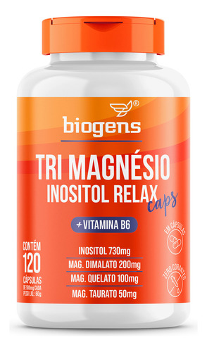 Cápsulas de inositol trimagnésio + B6, 120 cápsulas, Biogens Sabor Neutro