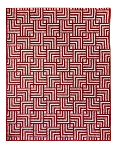 Tapete Sala Moderno Geometrico Tabuleiro 150x200 Cm Vermelho