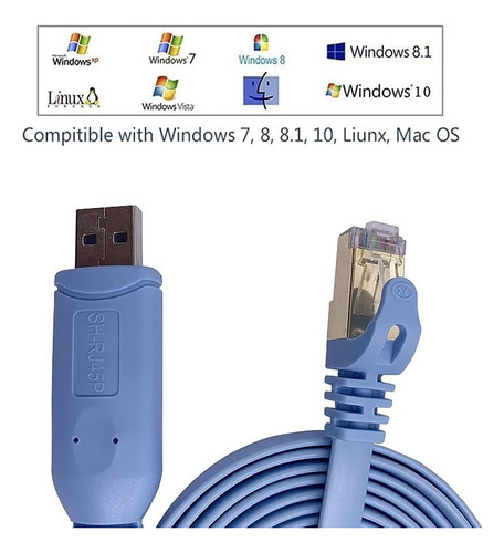 Cable Para Cisco 1.8m Usb A Rj45 Azul - Para