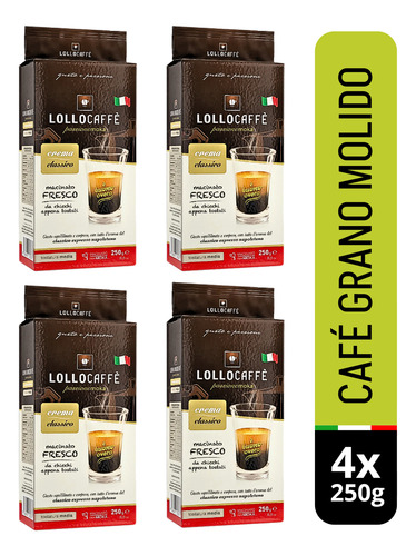 Café Grano Molido 250gr X 4uni. Lollocaffé Crema Classic