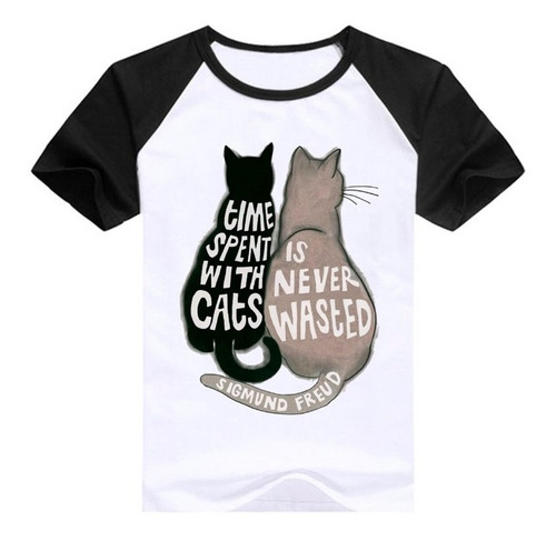 Remera Gatitos Cute /time Is Never Wasted Spun Adulto/niño