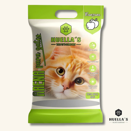 Arena Para Gatos Huellas 4kg (lavanda-cafe-manzana)