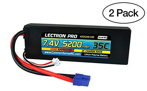 Paquete De 2 Baterías Lectron Pro 7.4v 5200mah 35c Lipo Con