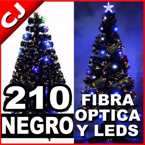 Arbol Negro 210 Fibra Optica Y Luces Led Integradas Navidad