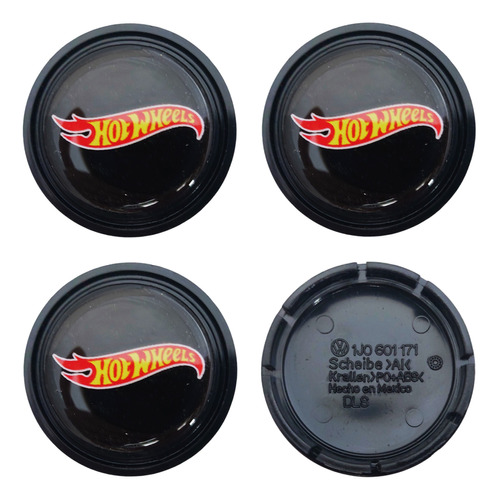 4 Centros Rin Golf Jetta Derby 90-10 Hot Wheels Negro 55mm