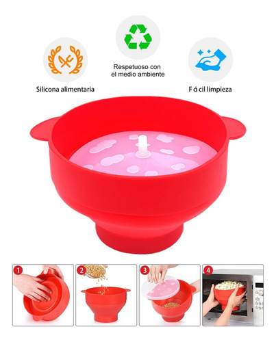 Cuenco De Silicona Para Palomitas Maíz Con Asa, Cubo Grande