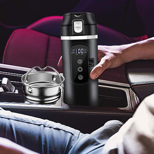 Hervidor De Agua Para Coche De 12v/24v, Taza Aislada, Negro