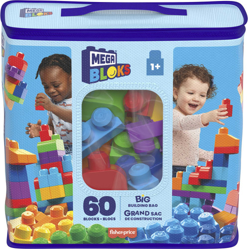 Mega Bloks Bolsa De Construcción 60 Piezas Versión  Azul