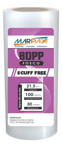 Bopp Anti-risco Scuff Free Fosco Laminação 21,5x100m Marpax