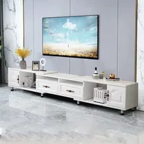 Comprar Rack Mueble Tv Estilo Vintage Minimalista Moderna Ajustável mesa para tv Lafulaifu 140-220cm Escalable Mueble Para Tv Moderno,muebles para tv Blanco,mesa De Television 2 puertas,Moderna mueble para tv
