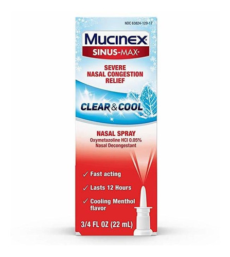 Descongestionante Nasal Spray, Mucinex Sinusmax Claro & Cool