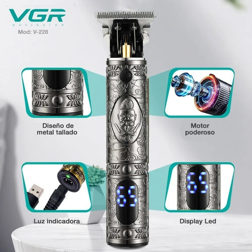 Imagen 6 de 10 de Maquina Corta Pelo Patillera Vgr V228 Profesional Recargable