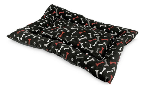 Colchoneta Cama Perro Aksi Grande Negro Resistente Diseño Diseño Huesos Y Huellas