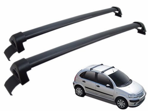 Rack Teto Aluminio  Citroen C3 2002 A 2012 Cor Preta