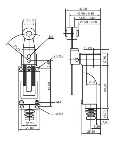 Imagen 4 de 6 de Tz-8108-p Cntd Interruptor De Limite 1nc+1no Rodillo Ajus.